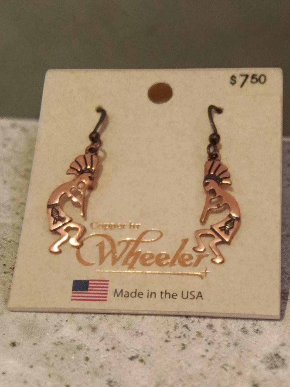 10 / $10 Copper Kokopelli Dangle Earrings - Copper Tone